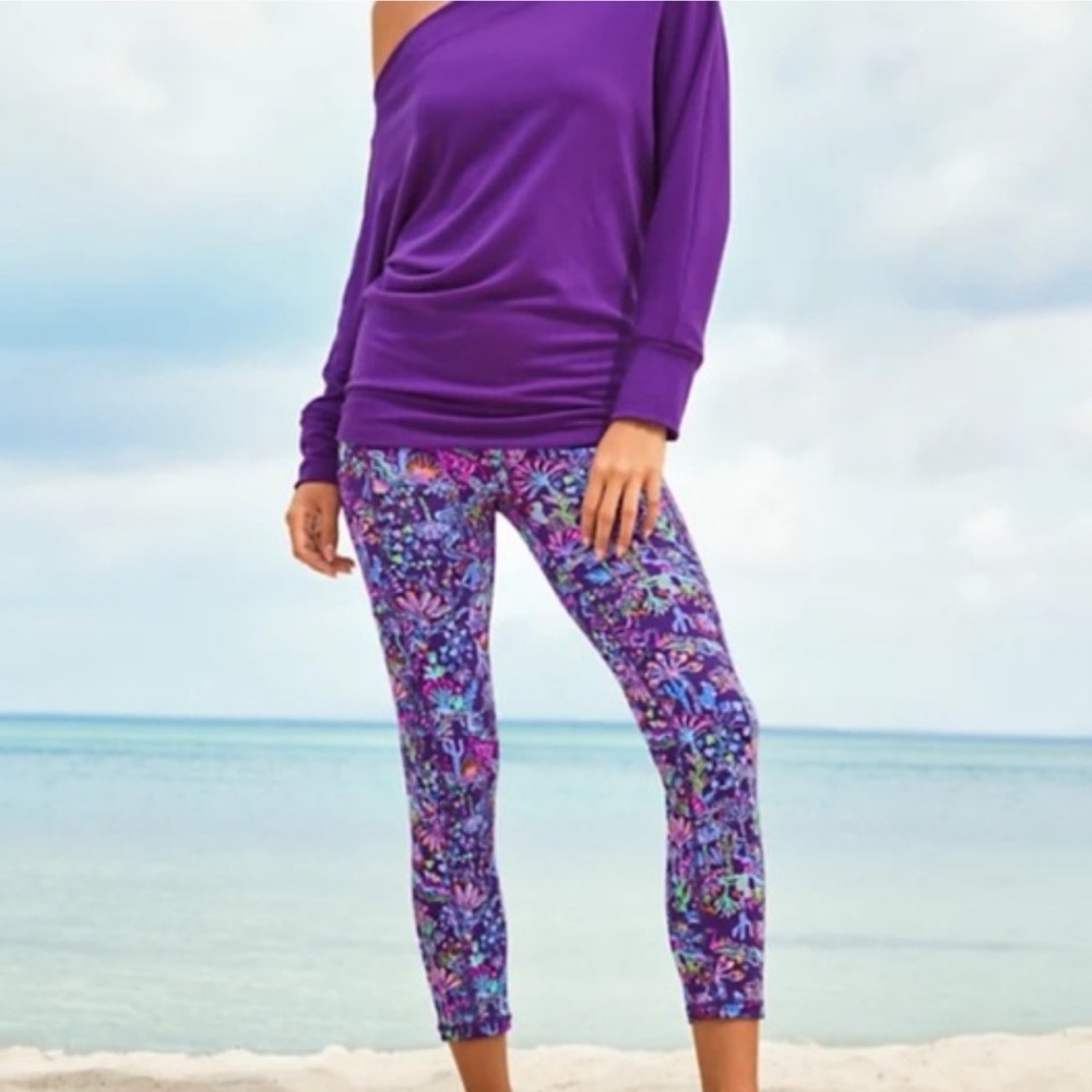 Lilly Pulitzer Luxletic‎ Purple Berry Weekender Mid Rise Midi Legging